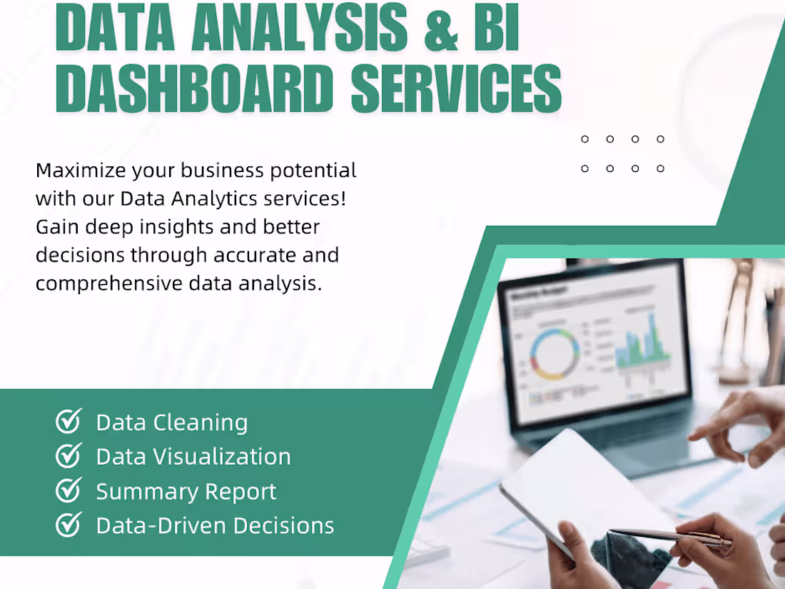 Cover image for Data Analysis & BI Dashboards | Excel, Power BI, SQL Expert