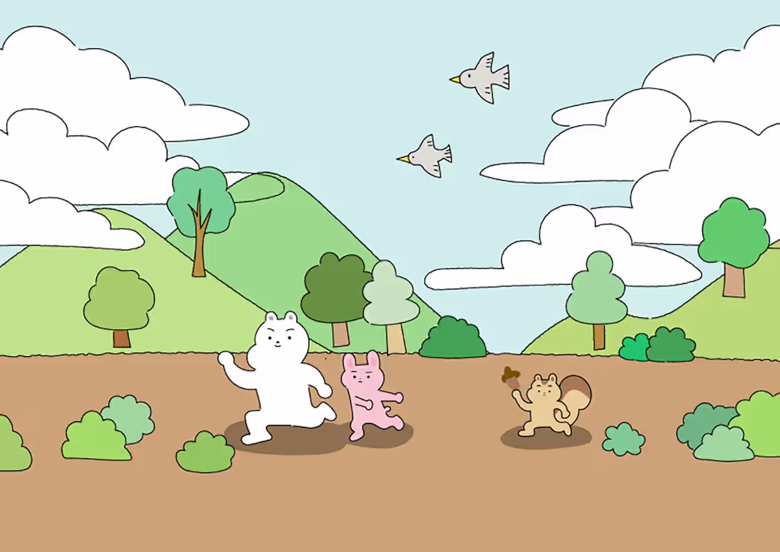Cover image for Cute animals running illust