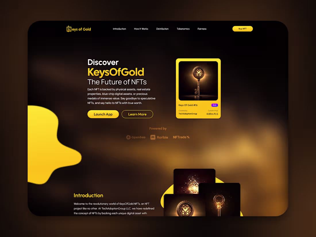 Cover image for KeysOfGold – NFT Landing Page UI