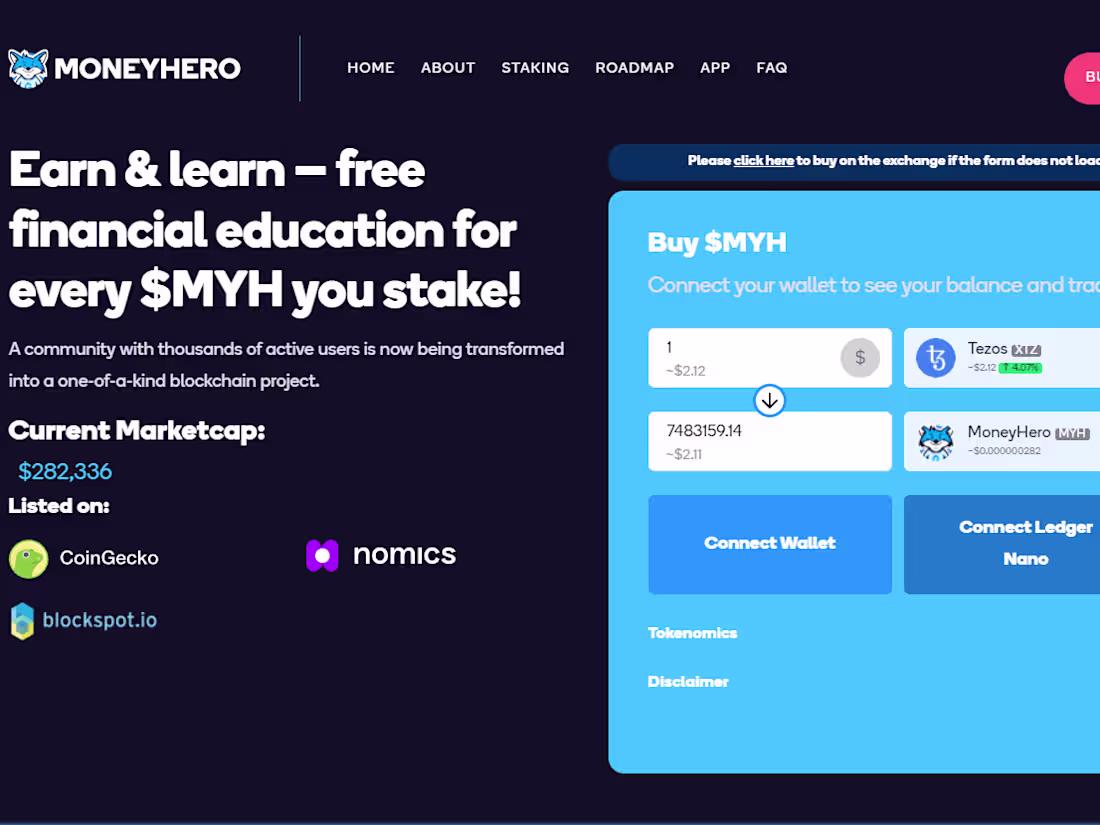 Cover image for Money hero - Tezos Onramp Fiat to Crypto