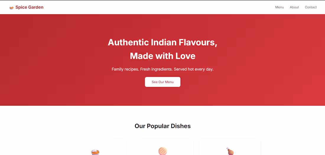 Cover image for Clean mobile-friendly restaurant website built