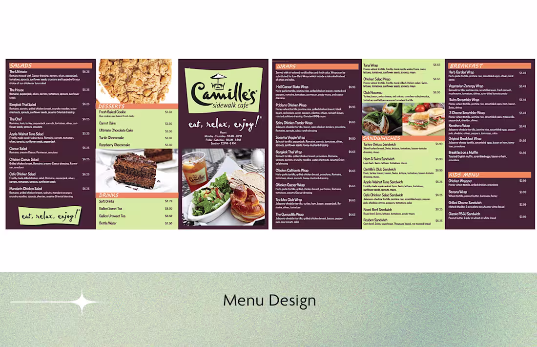 Cover image for Menu Design Concept for Camille's Sidewalk Cafe