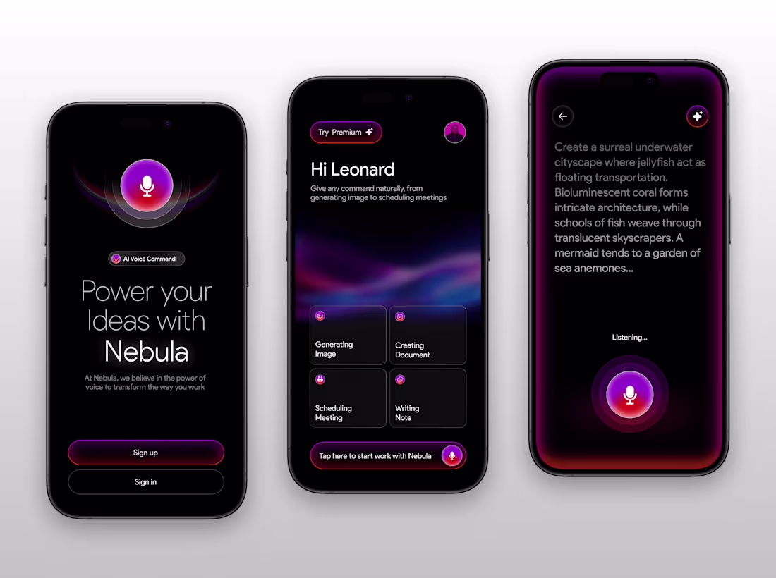 Cover image for Nebula - AI voice command app design