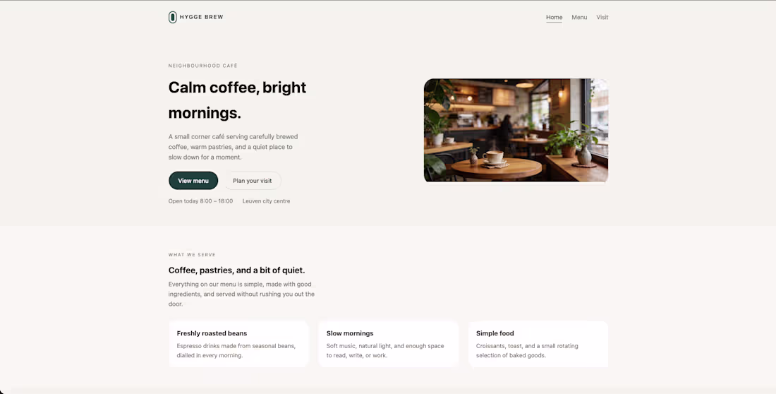 Cover image for Hygge Brew — Premium Cafe