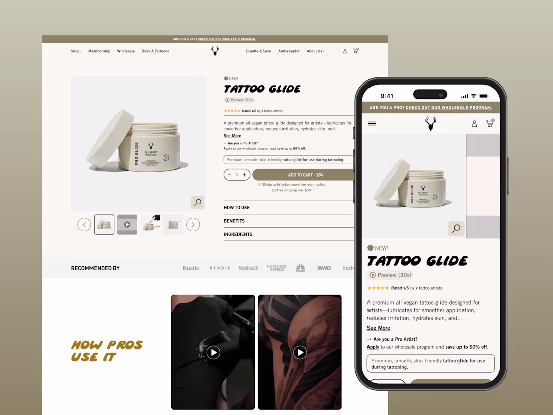 Cover image for Mad Rabbit Tattoo Glide Landing Page