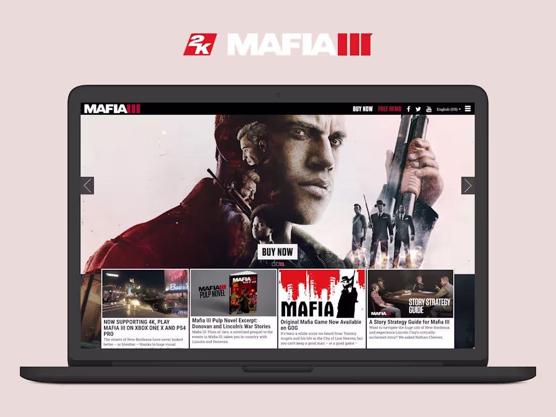 Cover image for Mafia III Game Release Website For 2K
