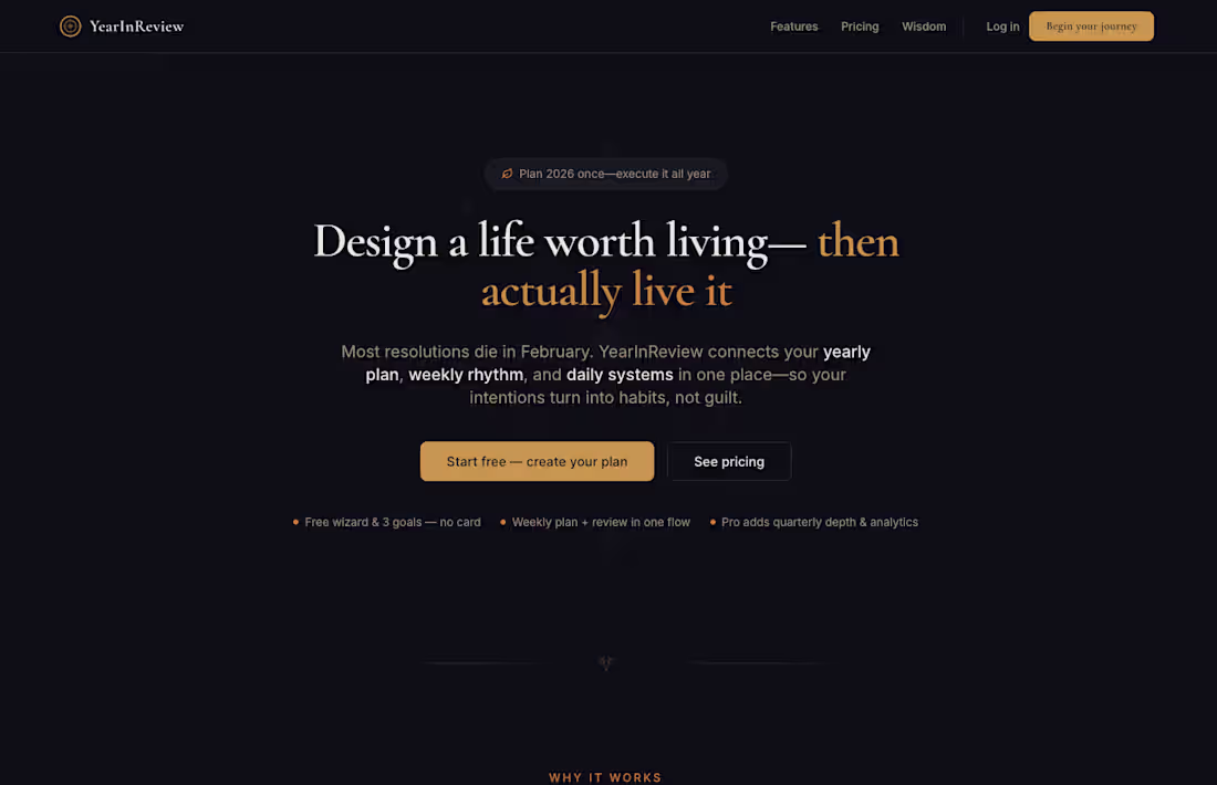 Cover image for YearInReview - Annual planning that lasts all year!