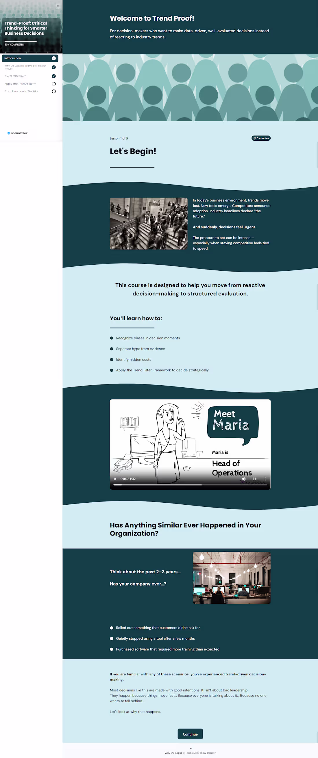 Cover image for Experimenting with scrollable courses using