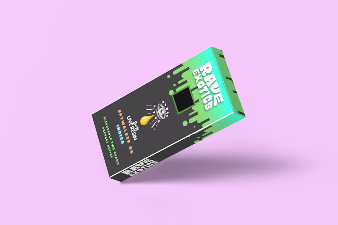 Cover image for Rave Exotics Vape Cartridge Packaging Design