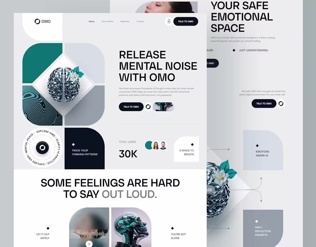 Cover image for OMO - Website UI/UX design, Landing page, ui ux