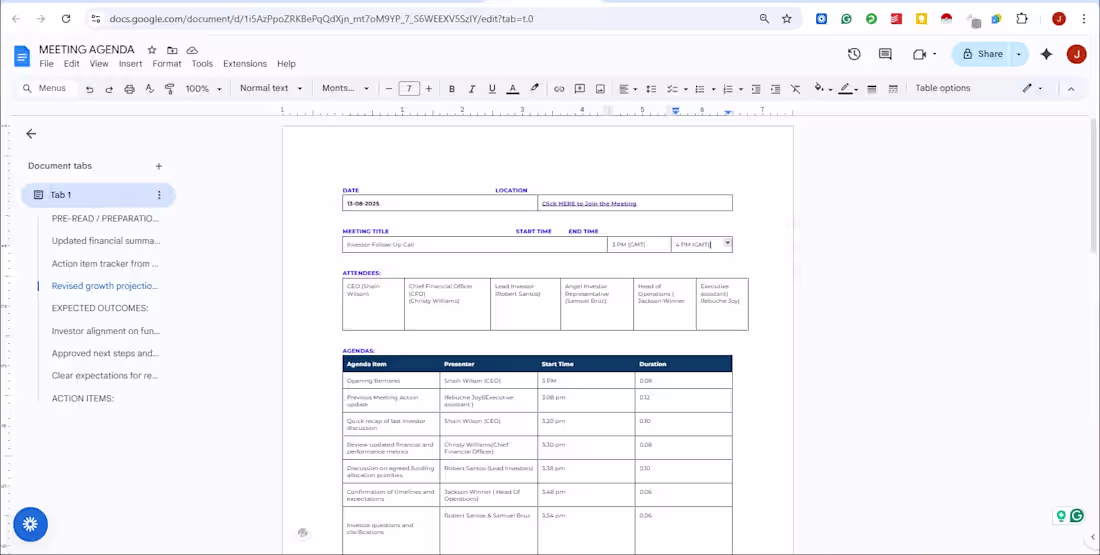 Cover image for Expert Agenda Management for High-Stakes Investor Meetings