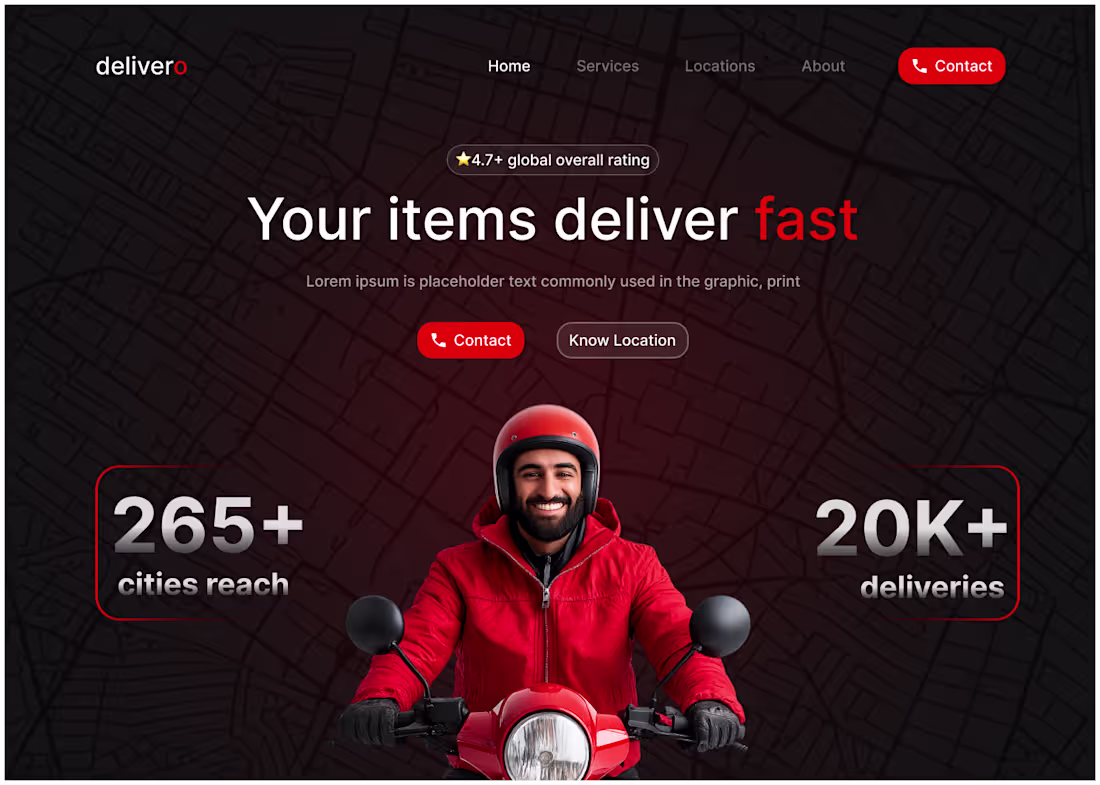 Cover image for Delivero – Modern Delivery Landing Page Designed a fast and ...
