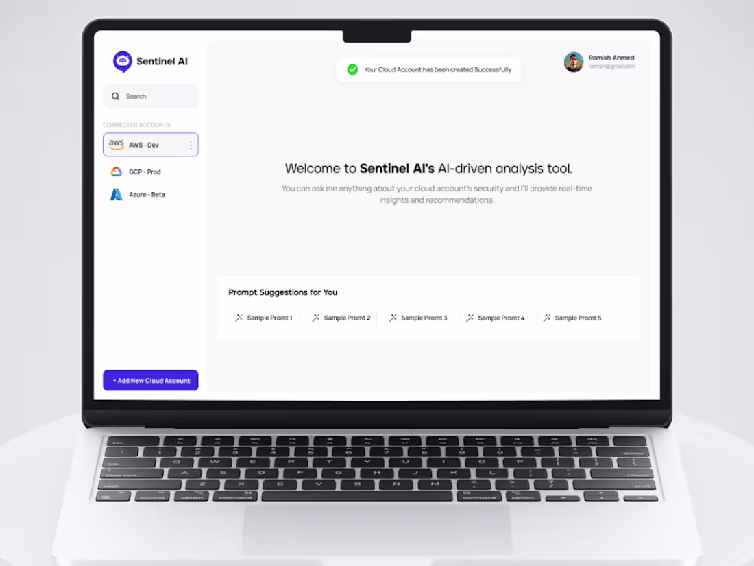 Cover image for Sentinel AI - AI chatbot for cloud security