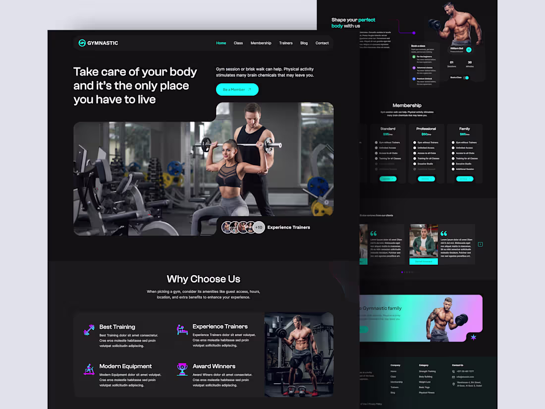 Cover image for Gym Landing Page ui, ui design, uiux design
