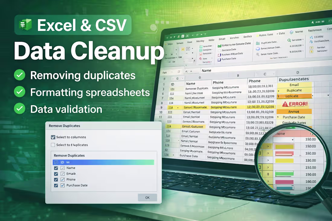Cover image for Excel & CVS Data Cleanup
