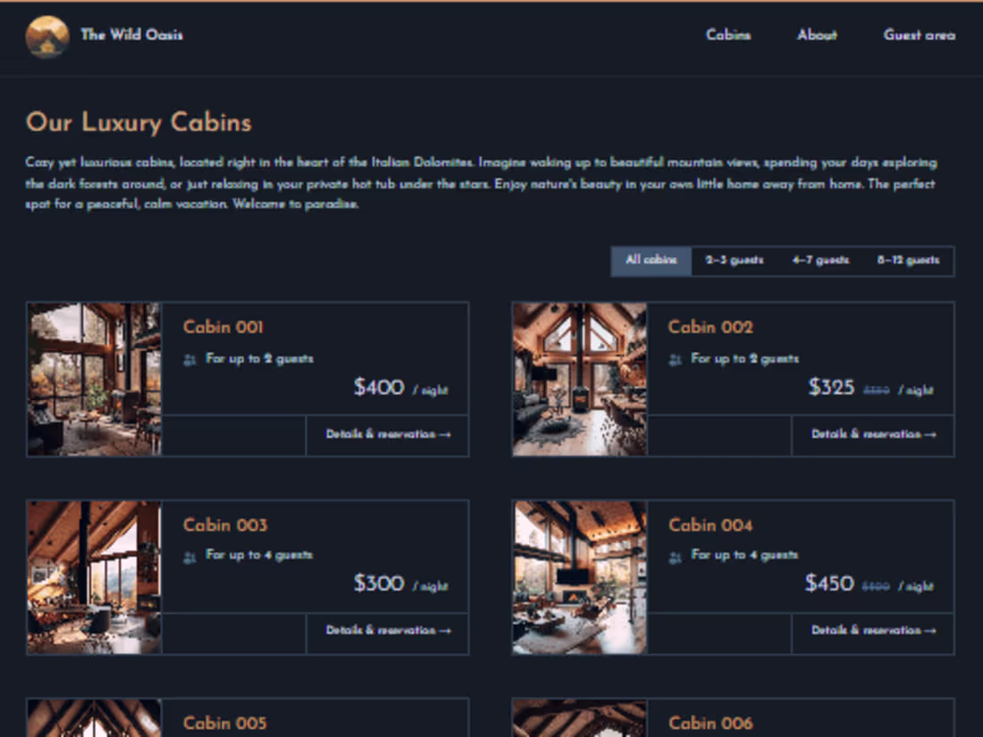 Cover image for Wild Oasis Website