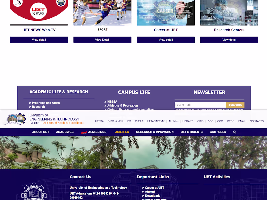 Cover image for University Website