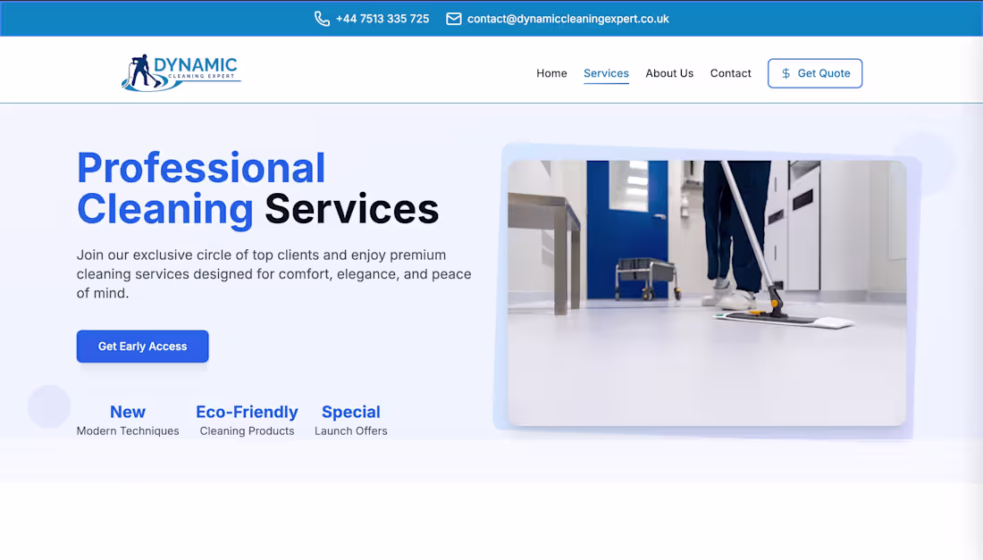 Cover image for Dynamic Cleaning Expert – Cleaning Services Website