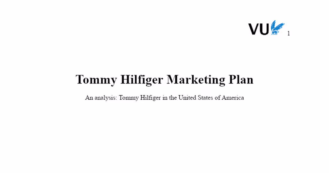 Cover image for Tommy Hilfiger US Marketing Plan for New Product Line