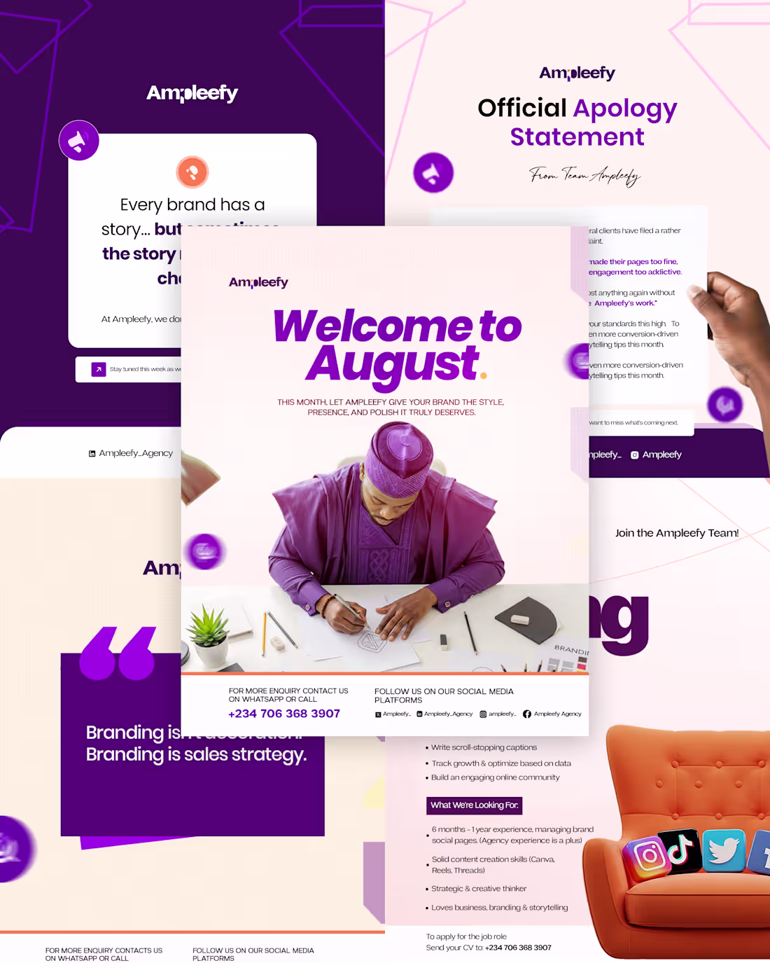 Cover image for Handled a full blown social media design for ampleefy a crea...