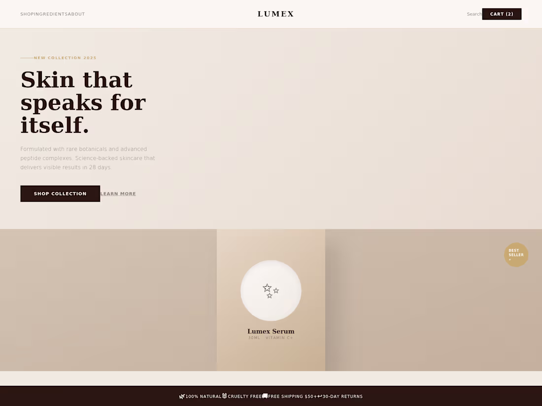 Cover image for Luxury Skincare Shopify Storefront Design & Development