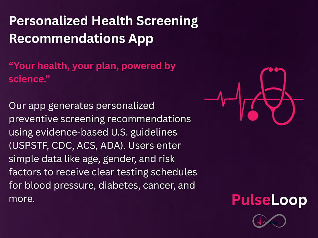 Cover image for Personalized Health Screening Recommendations App