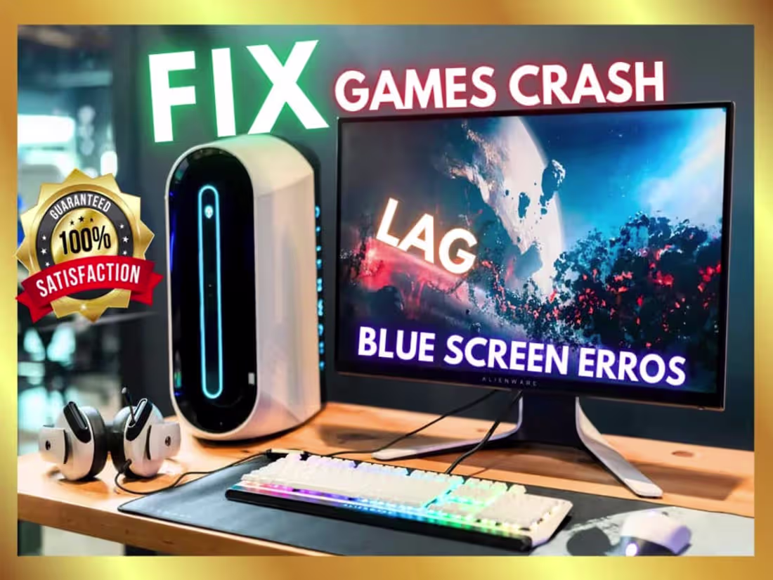 Cover image for fix games errors,blue screen crashes bugs,low fps lag freezes PC
