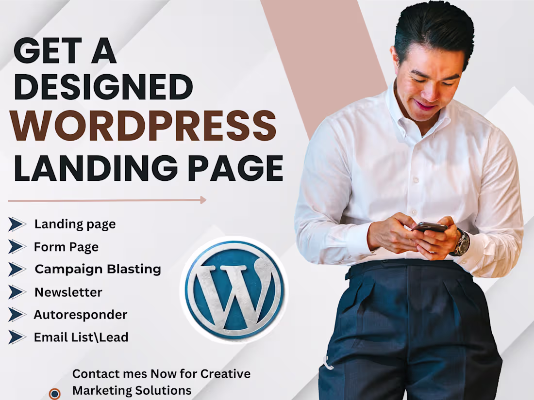 Cover image for You will get a custom WordPress landing page for your website