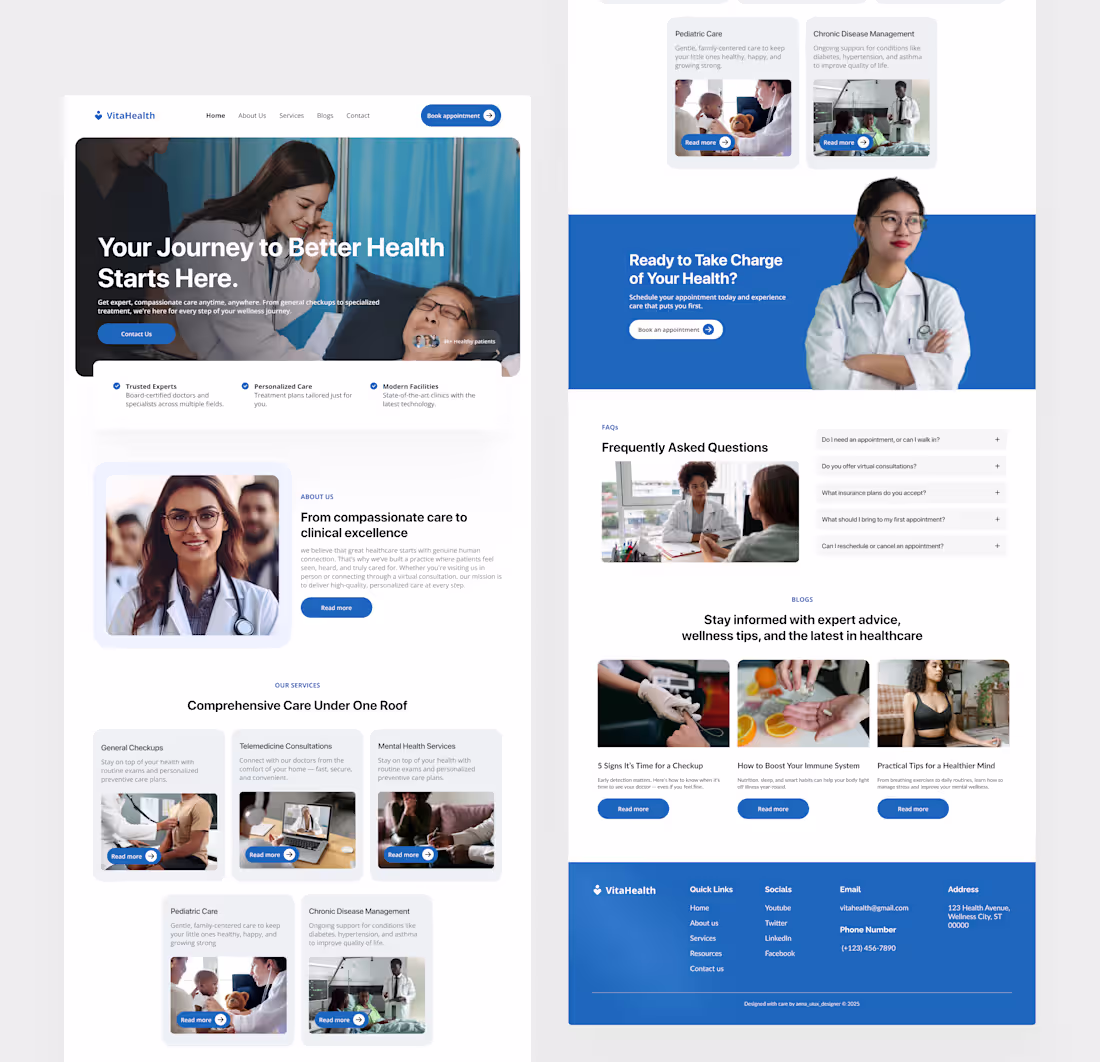 Cover image for VitaHealth- healthcare landing page