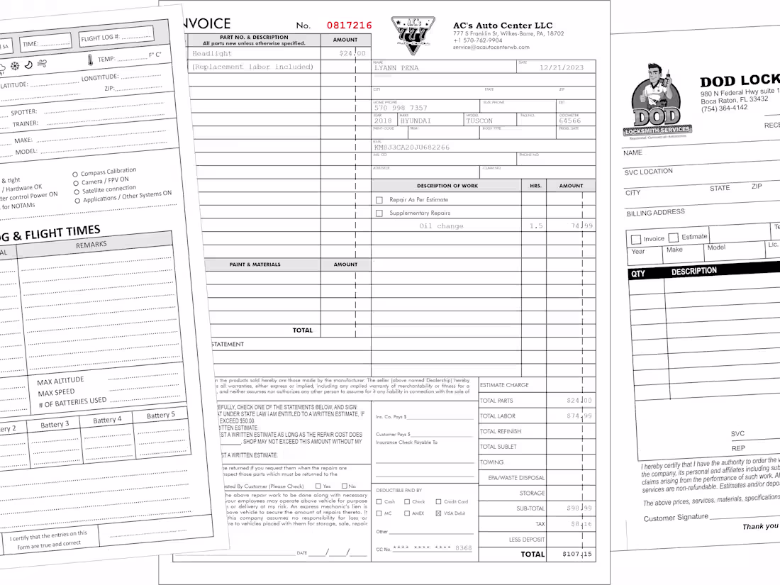 Cover image for Customized Printables e.g. Office Forms, Invoice Templates 
