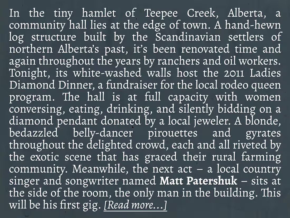 Cover image for Artist Bio - Matt Patershuk (2016)