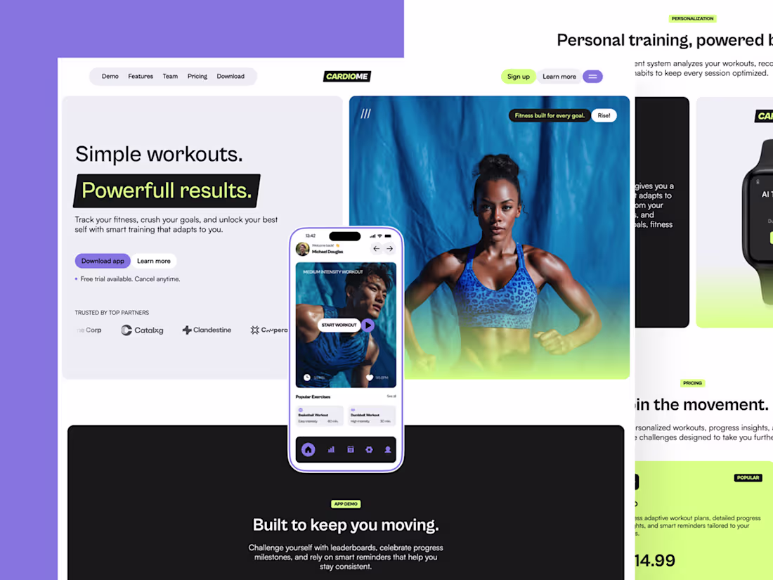 Cover image for Cardiome - Fitness & Wellness Themed Webflow Template
