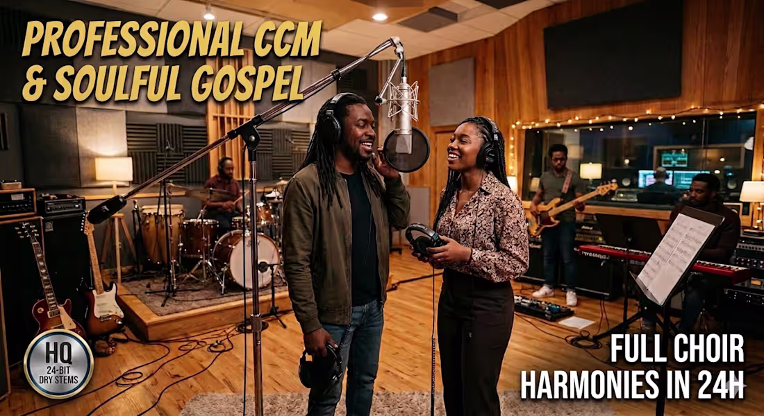 Cover image for record soulful gospel choir vocals, harmony, layers in 24 hours 