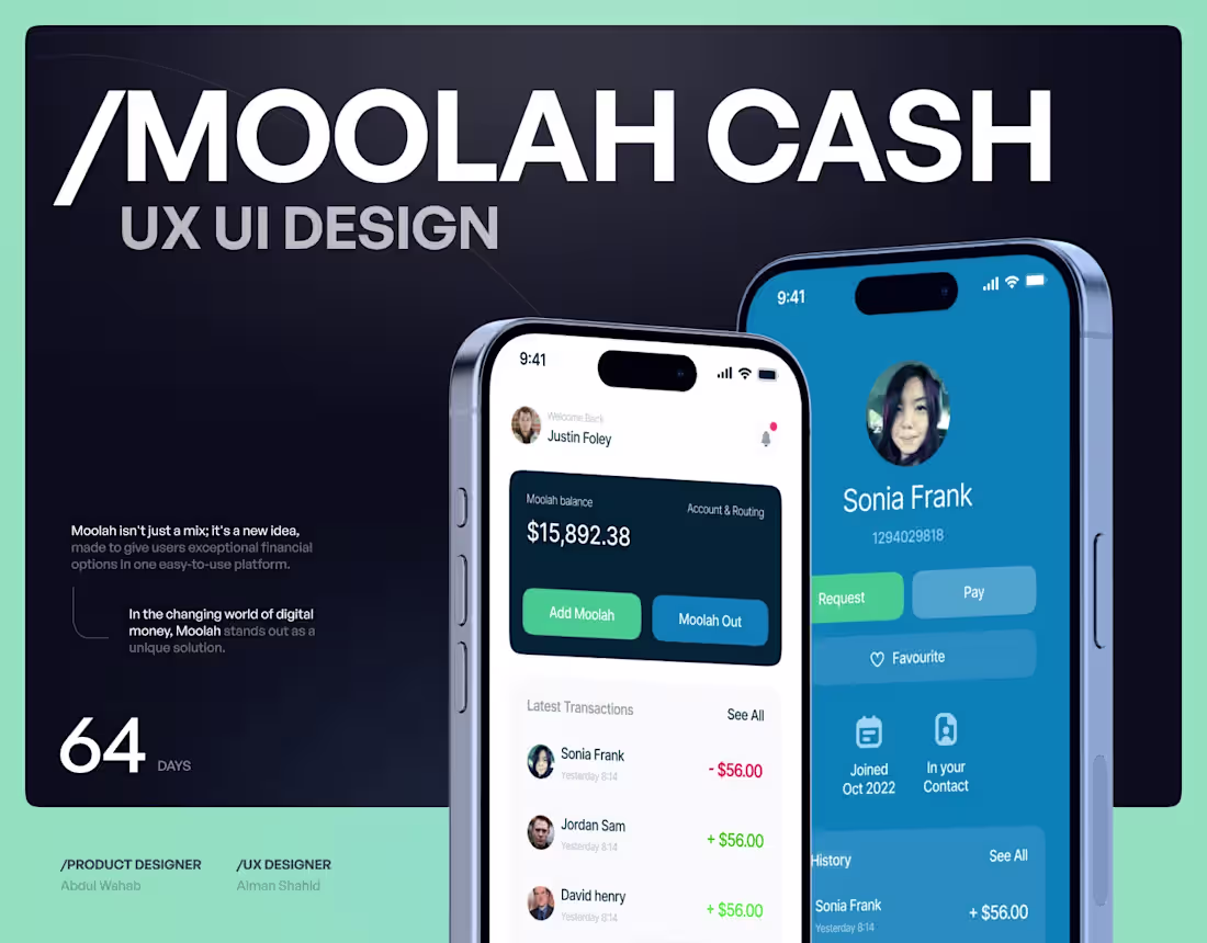 Cover image for Moolah Cash — UI/UX Mobile App