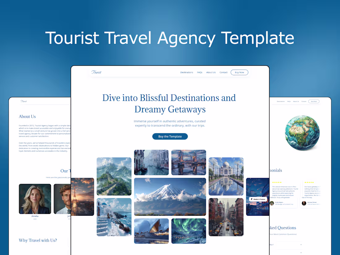 Cover image for Tourist Travel Agency Framer Template