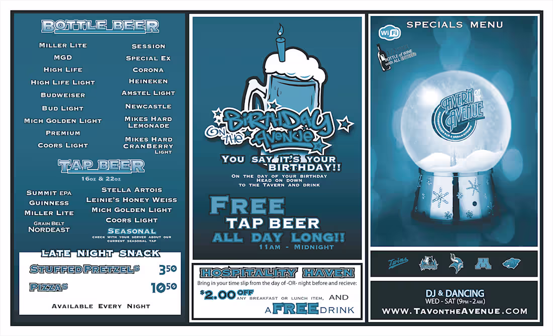 Cover image for Specials Menu/Calendar