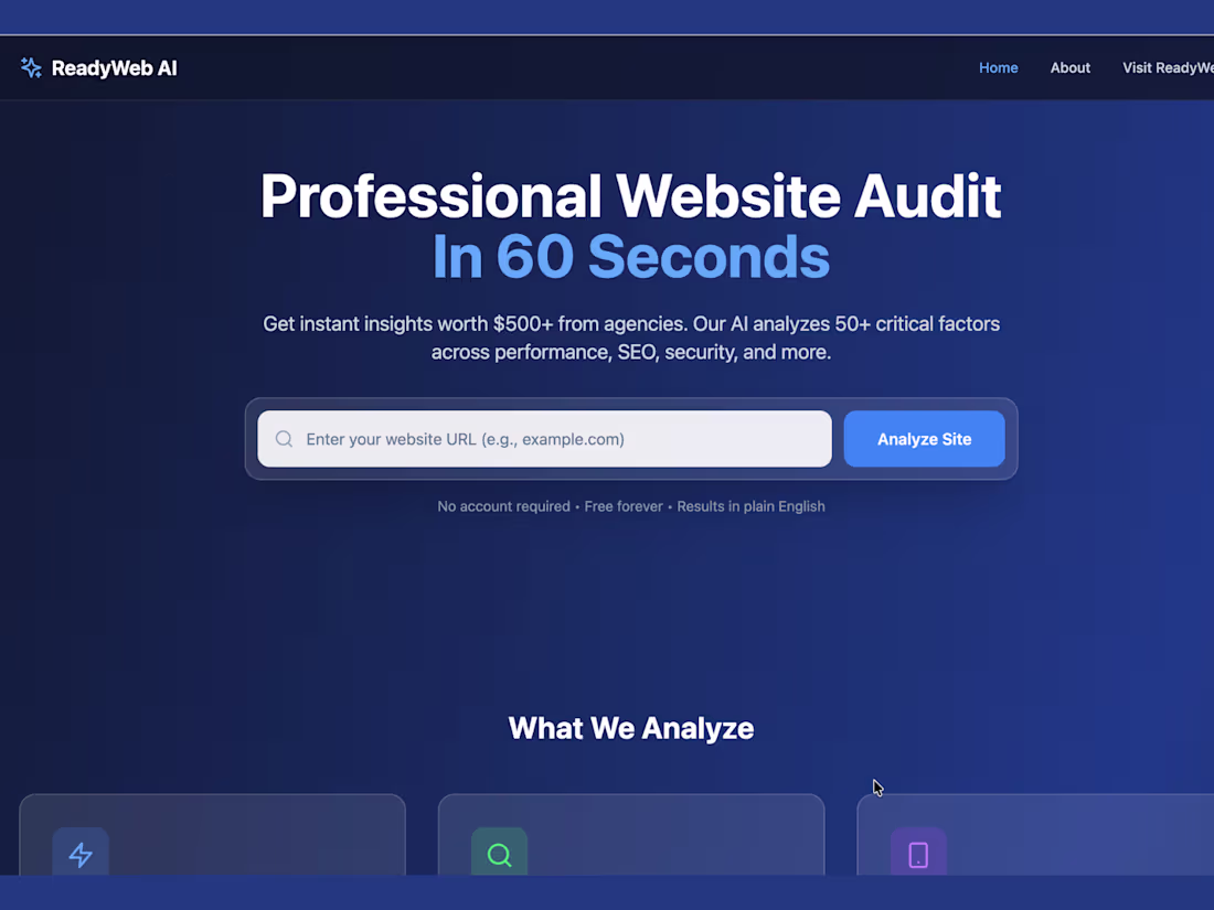 Cover image for ReadyWeb Audit is a website