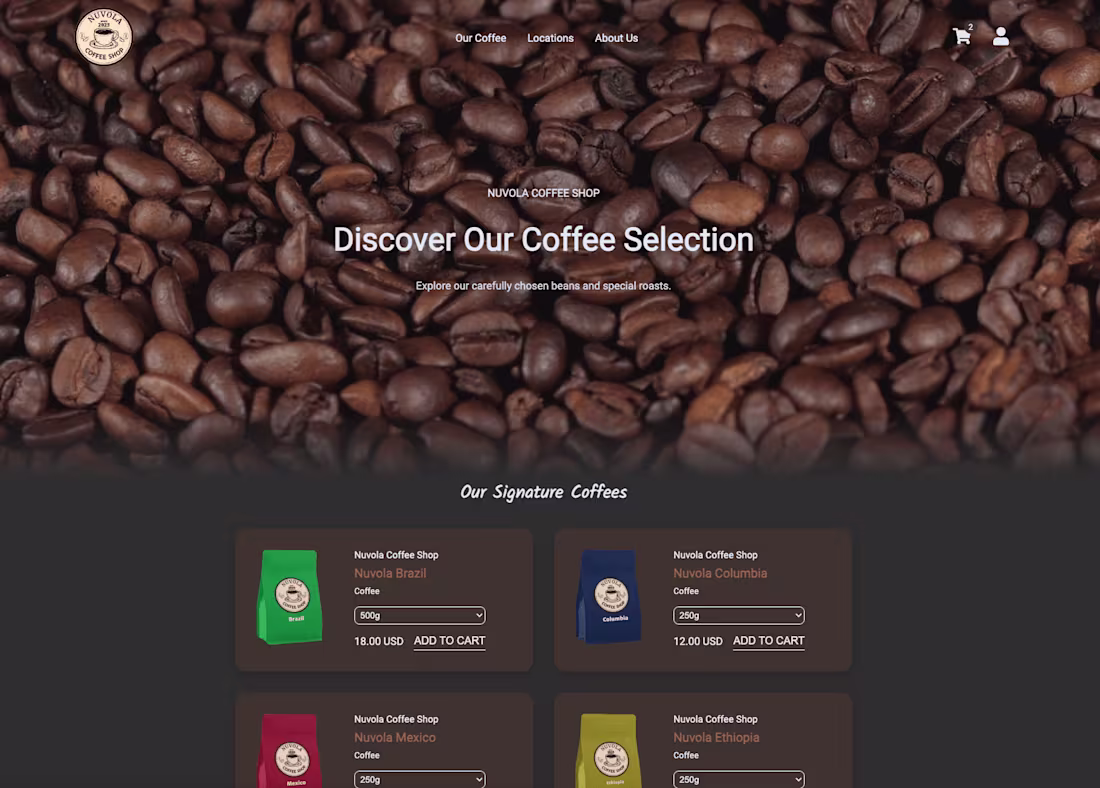 Cover image for Nuvola Coffee Shop | E-Commerce App