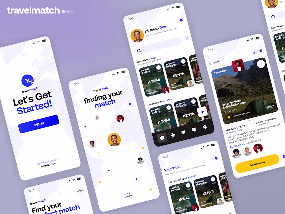 Cover image for travelmatch app design