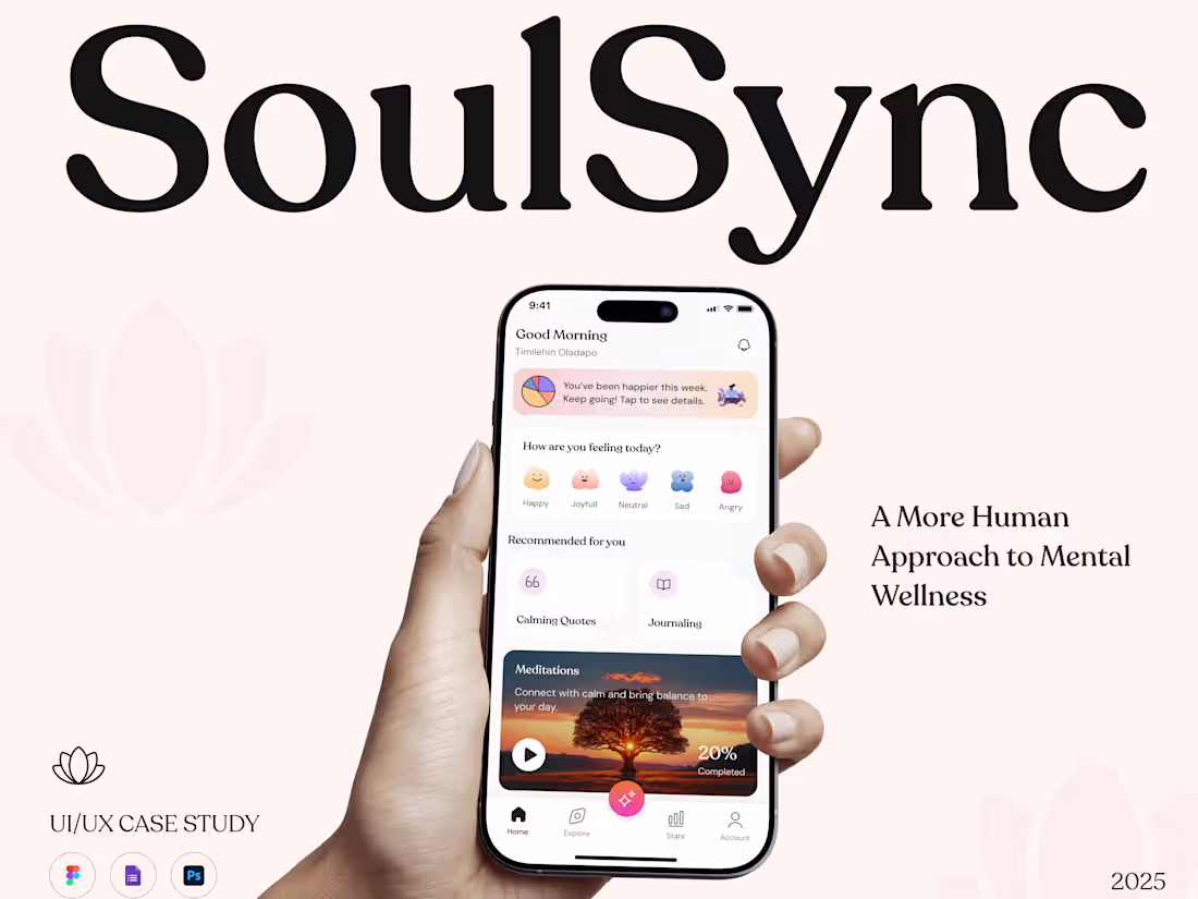 Cover image for SoulSync | Mental Health App Case Study