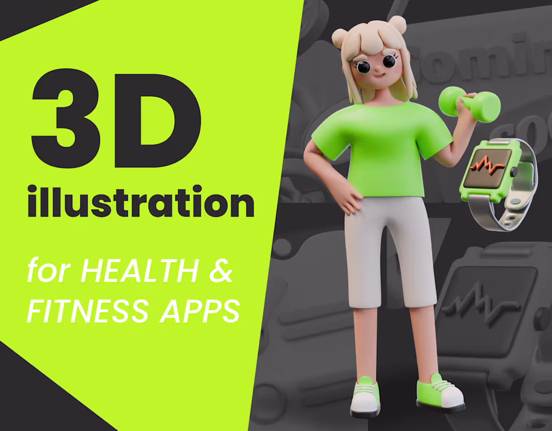 Cover image for Fitness App – 3D Website Illustrations