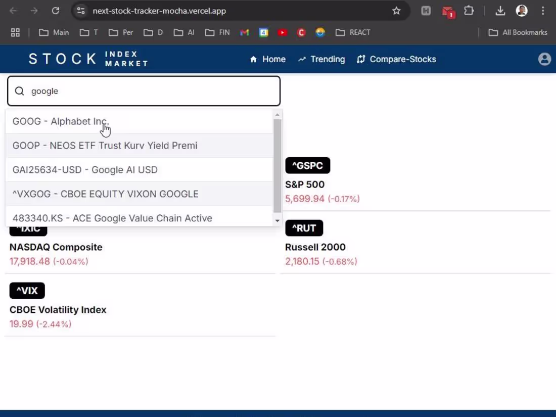 Cover image for Stock Tracker App - NextJs, React