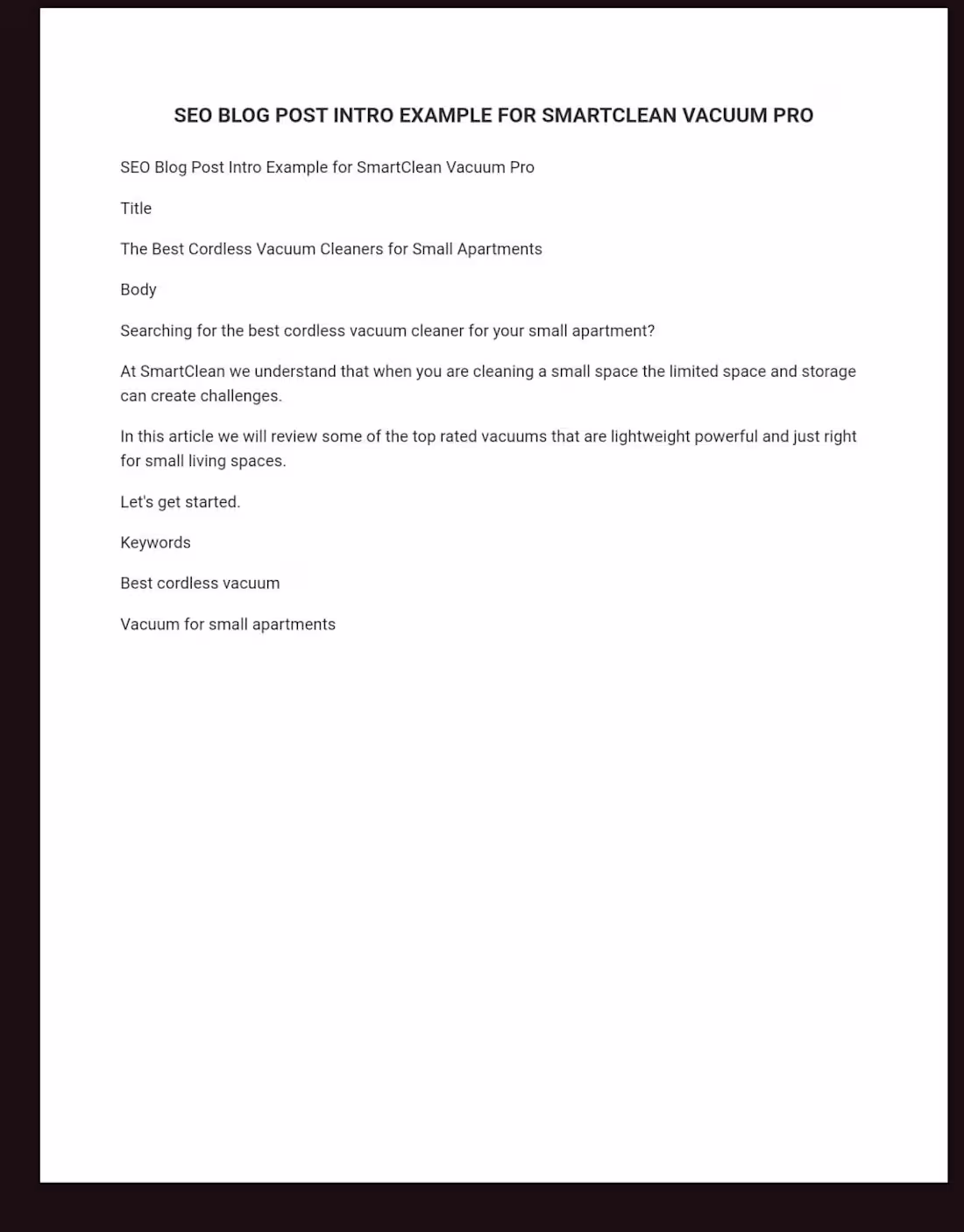 Cover image for SEO BLOG POST INTRO FOR SMART CLEAN VACUUM PRO