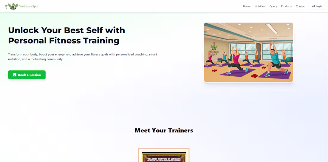 Cover image for The Wellness Spot is a full-stack web app for fitness, nutri...