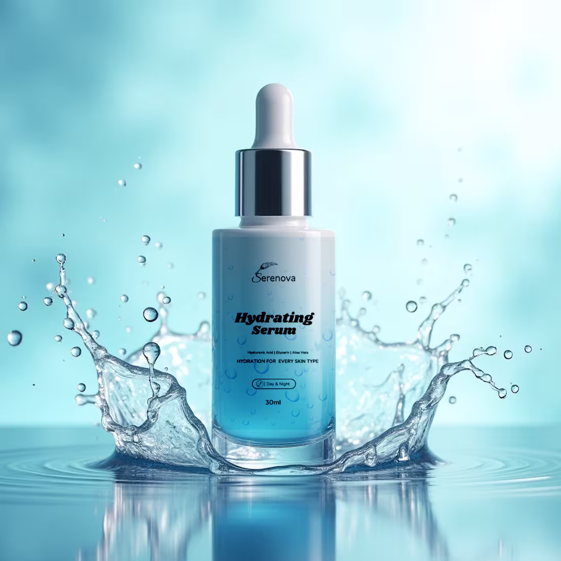 Cover image for Serenova - Hydrating Serum Packaging Design
