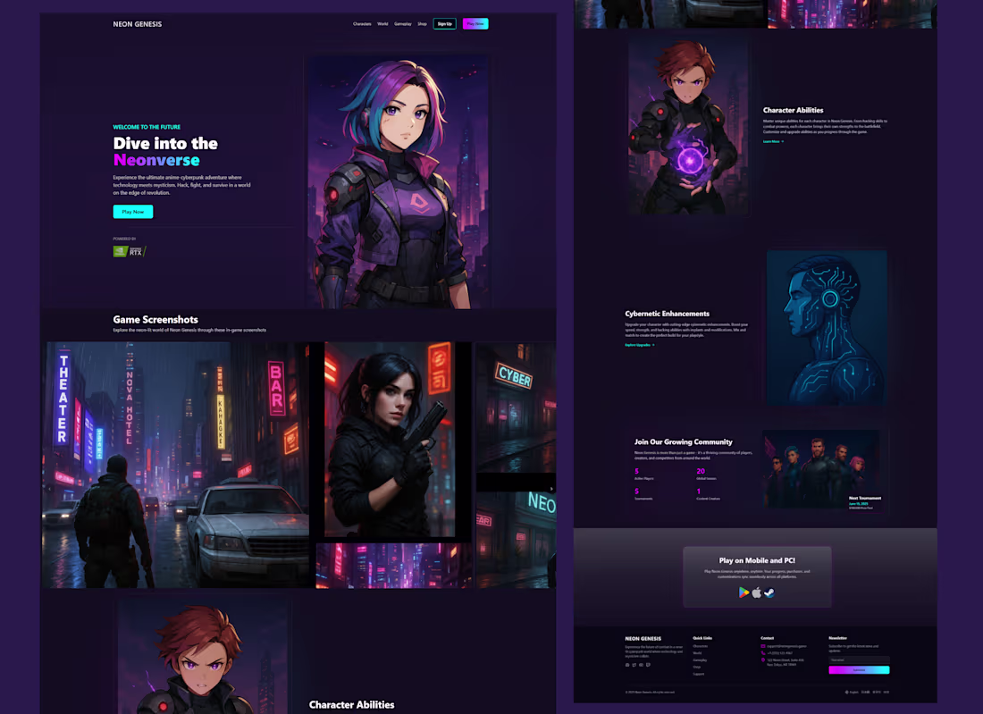 Cover image for 🚀Neon Genesis – an anime-inspired, cyberpunk-style landing page