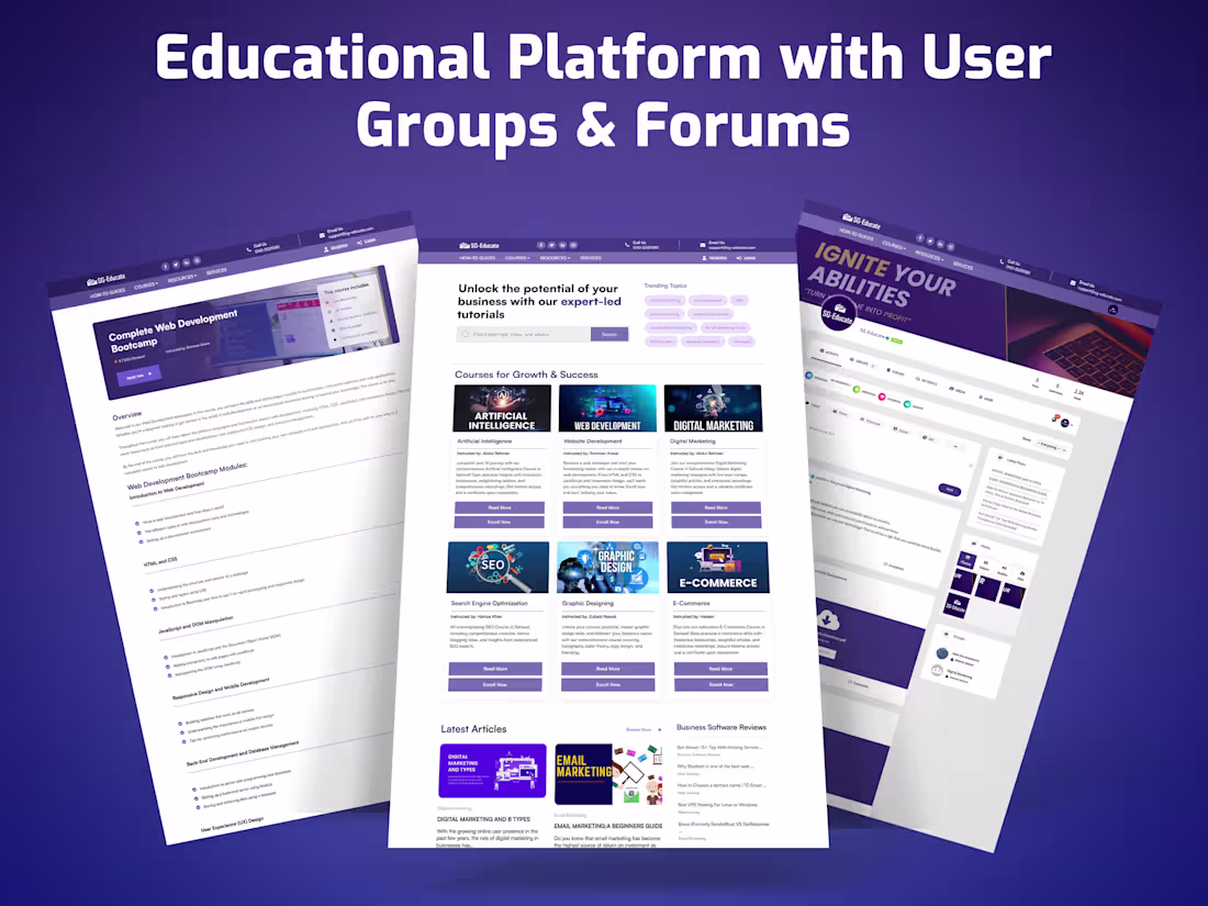 Cover image for Educational Platform with User Groups & Forums