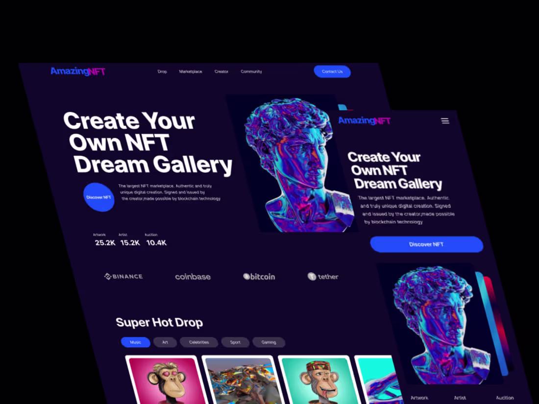 Cover image for AmazingNFT Landing Page Build With Webflow