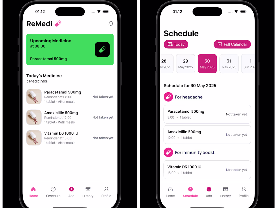 Cover image for ReMedi Medicine Management App Development