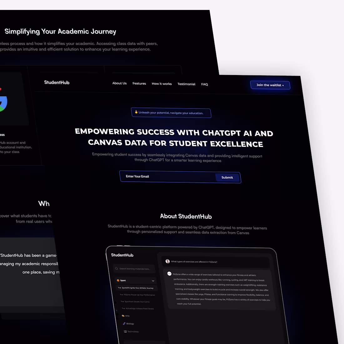 Cover image for StudentHub - AI Learning Landing Page